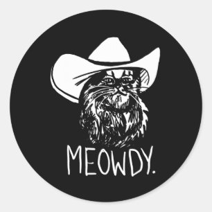 Adesivo Redondo Meowdy Texas Cat Meme