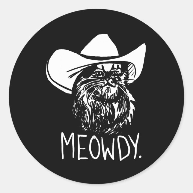 Adesivo Redondo Meowdy Texas Cat Meme (Frente)