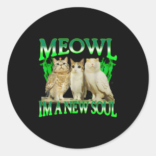 Adesivo Redondo Meowl um novo gato coruja engraçado meme humor hom
