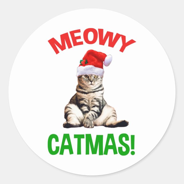 Adesivo Redondo Meowy Catmas! (Frente)