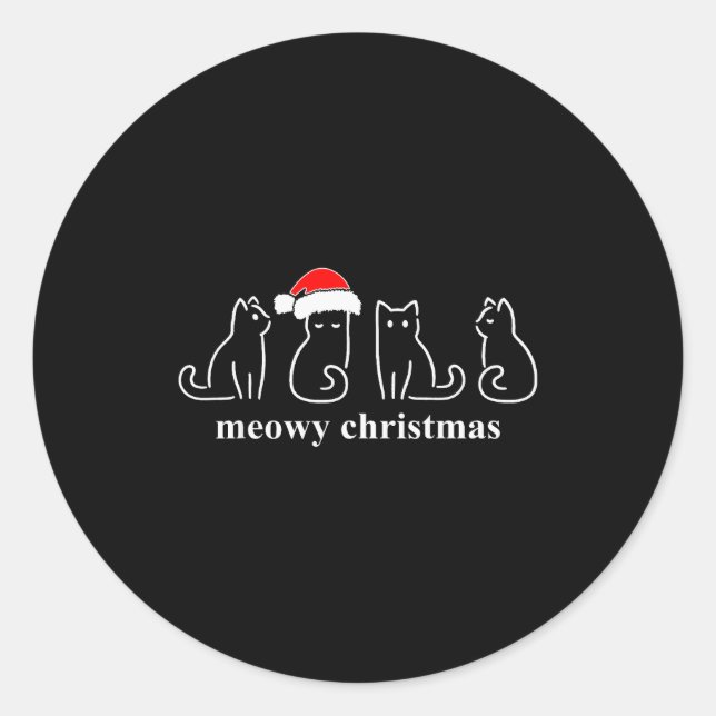 Adesivo Redondo Meowy Catmas Cat Christmas Cute Kitten Cats Santa  (Frente)