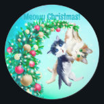 Adesivo Redondo Meowy Christmas<br><div class="desc">Meowy Christmas</div>