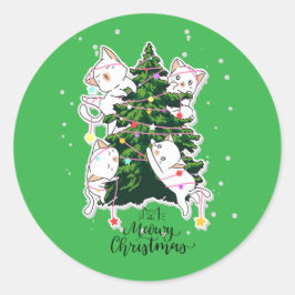 Adesivo Redondo Meowy Christmas