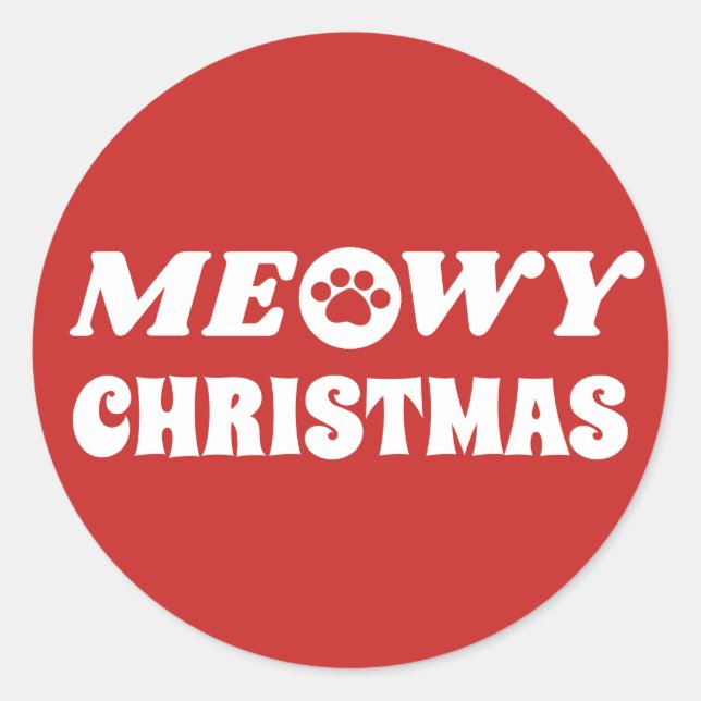 Adesivo Redondo Meowy Christmas (Frente)