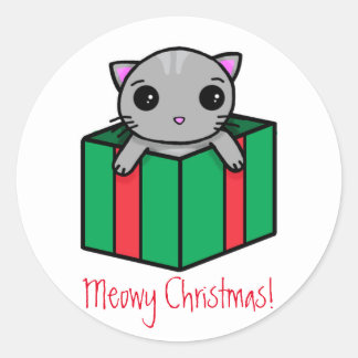 Adesivo Redondo Meowy Christmas