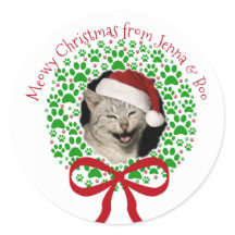 Meowy Natal Coroa de Férias Pegada de Pata Foto