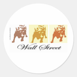 Adesivo Redondo Mercado Bull Wall Street