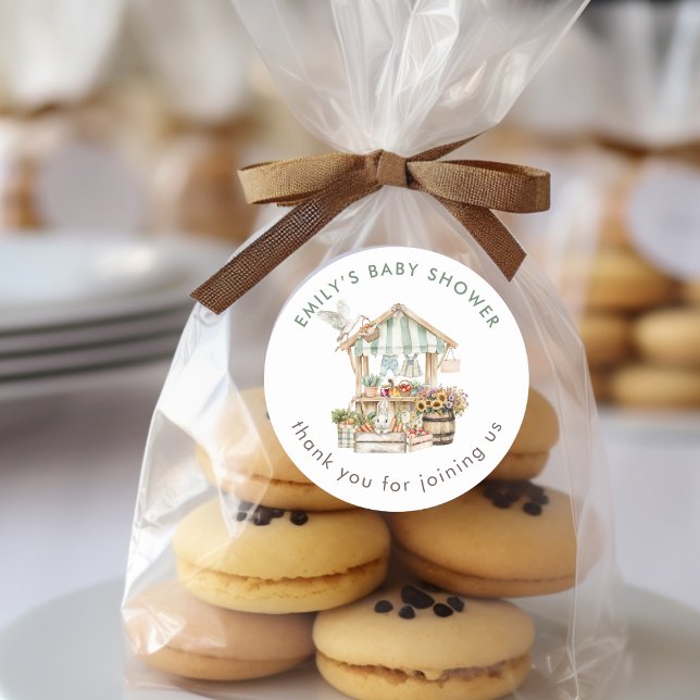 Adesivo Redondo Mercado de agricultores em crescimento local graça (Criador carregado)