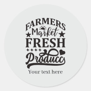 Adesivo Redondo Mercado de agricultores fofo adicionar texto