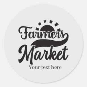 Adesivo Redondo Mercado de agricultores fofo adicionar texto