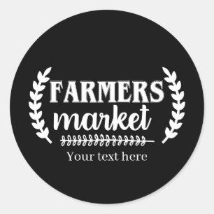 Adesivo Redondo Mercado de agricultores fofo adicionar texto