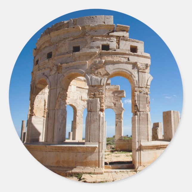 Adesivo Redondo Mercado, Leptis Magna, distrito de Al Khums (Frente)