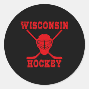 Adesivo Redondo Mercadoria de Hóquei de Wisconsin Camisa Preta de