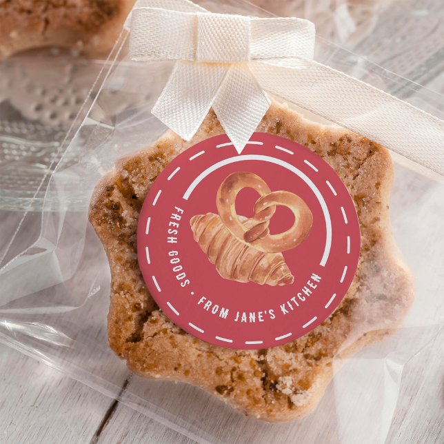 Adesivo Redondo Mercadorias cozidas personalizadas da minha cozinh (Criador carregado)