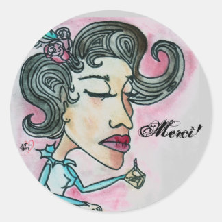 Adesivo Redondo Merci! Sticker_Lady No.6