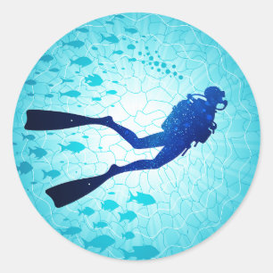 Adesivo Redondo Mergulhador