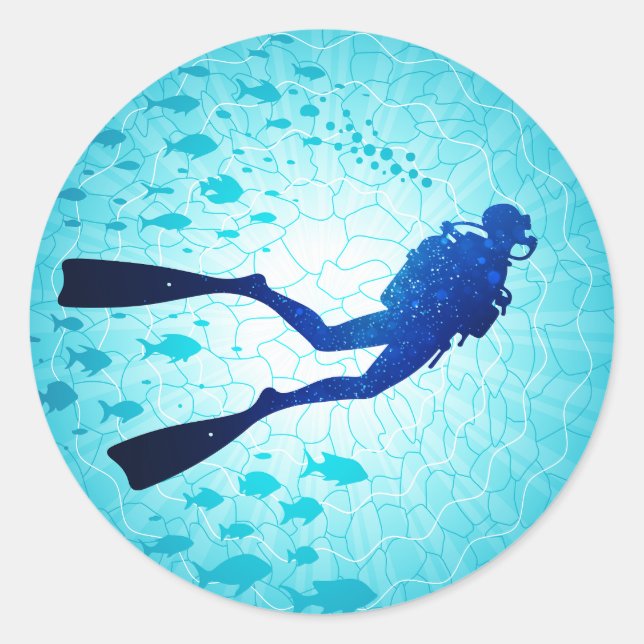 Adesivo Redondo Mergulhador (Frente)