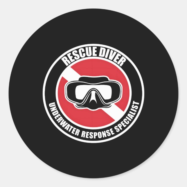 Adesivo Redondo Mergulhador de Emergência Scuba (Frente)