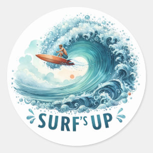 Adesivo Redondo Mergulhador De Surfias De Verão