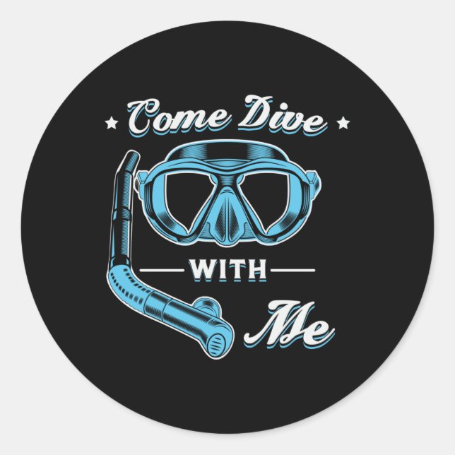 Adesivo Redondo Mergulhadores Fazem Escuba Mais Profundo Mergulhan (Frente)