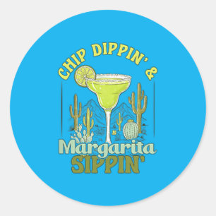 Adesivo Redondo Mergulhando Chip Bebendo Margarita Engraçado Cinco
