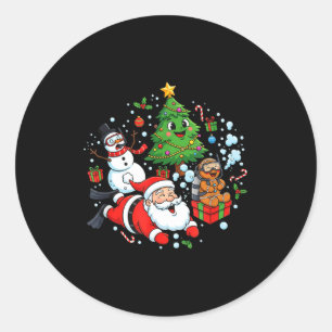 Adesivo Redondo Mergulho Scuba Mergulhador Papai Noel Boneco de Ne