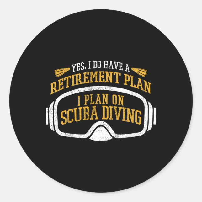 Adesivo Redondo Mergulho Scuba Plano de Retiret aposentado Scuba D (Frente)