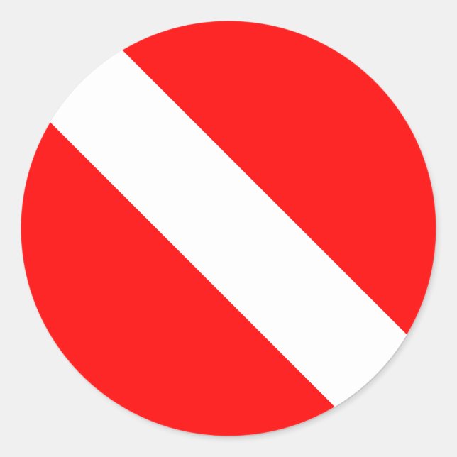 Adesivo Redondo Mergulho Sinalizador Scuba Diver para Baixo (Frente)