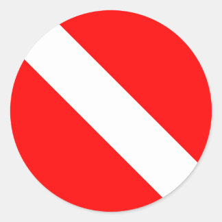 Adesivo Redondo Mergulho Sinalizador Scuba Diver para Baixo