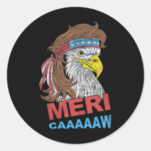 Adesivo Redondo Meri-caaaaaw - Eagle Mullet 4 De Julho Americano