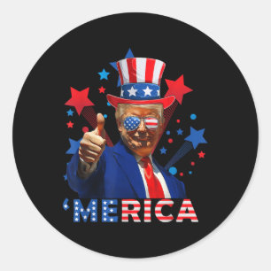 Adesivo Redondo Merica 4 De Julho Fireworks Funny Trump Independe