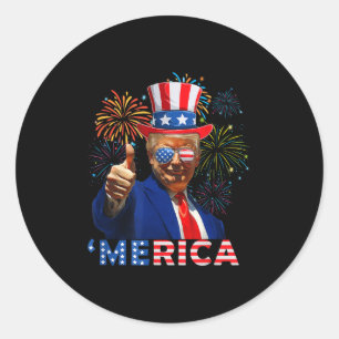 Adesivo Redondo Merica 4 De Julho, Fogos De Bomba Engraçados Em de