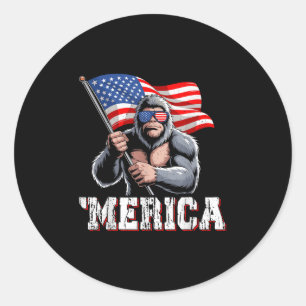 Adesivo Redondo Merica Bigfoot American Flag Patriótico Sasquatch 