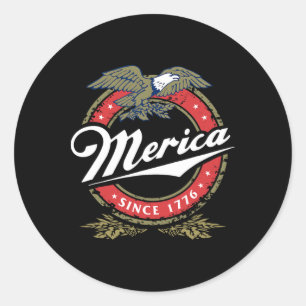 Adesivo Redondo Merica Desde 17761 Águia Careca Mullet Estrelas