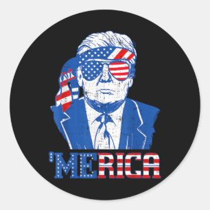Adesivo Redondo Merica Donald Trump - Engraçado Trump 4 De Julho D