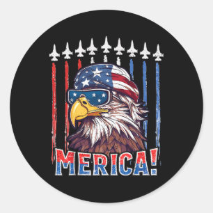 Adesivo Redondo Merica Eagle 4 De Julho Patriótica Freedom Eagle M