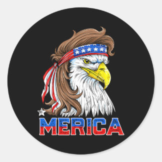 Adesivo Redondo Merica Eagle Mullet 4 de julho Homens Mulheres Ame