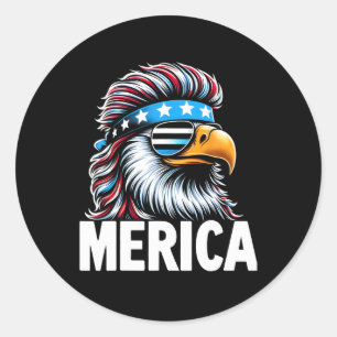 Adesivo Redondo Merica Eagle Mullet Sungles Eusa Flag Eagl