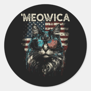 Adesivo Redondo Merica Patriotic Maine Coon Cat