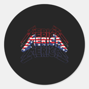 Adesivo Redondo Merica Rock Sinal 4 De Julho Vintage Flag American