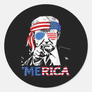 Adesivo Redondo Merica Shirt Happy 4 De Julho América Trump