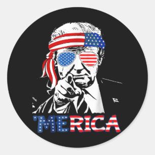 Adesivo Redondo Merica Shirt Happy 4 De Julho Merica Trump