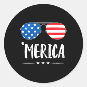 Adesivo Redondo Merica Sungles 4 De Julho Meninos Meninos Usa Flag