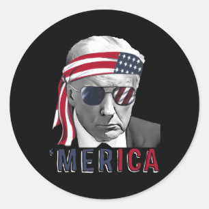 Adesivo Redondo Merica Trump Happy 4 De Julho Bandeira Americana T