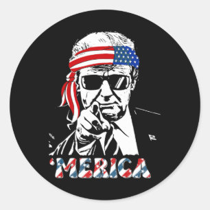 Adesivo Redondo Merica Trump Happy 4 De Julho Bandeira Americana T