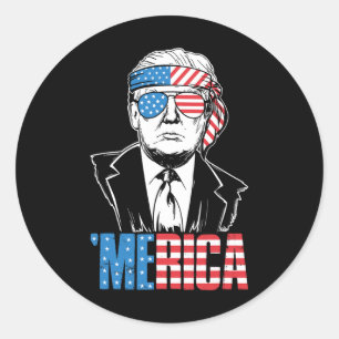Adesivo Redondo Merica Trump Happy 4 De Julho Bandeira Americana T