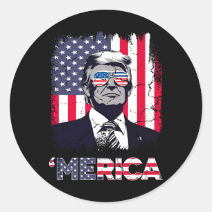Adesivo Redondo Merica Trump Na Camisa De Natal 4 De Julho