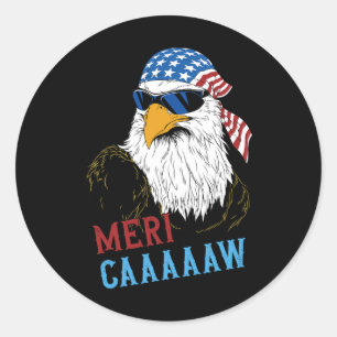 Adesivo Redondo Mericaaaaaw Eagle Mullet 4 De Julho Americano