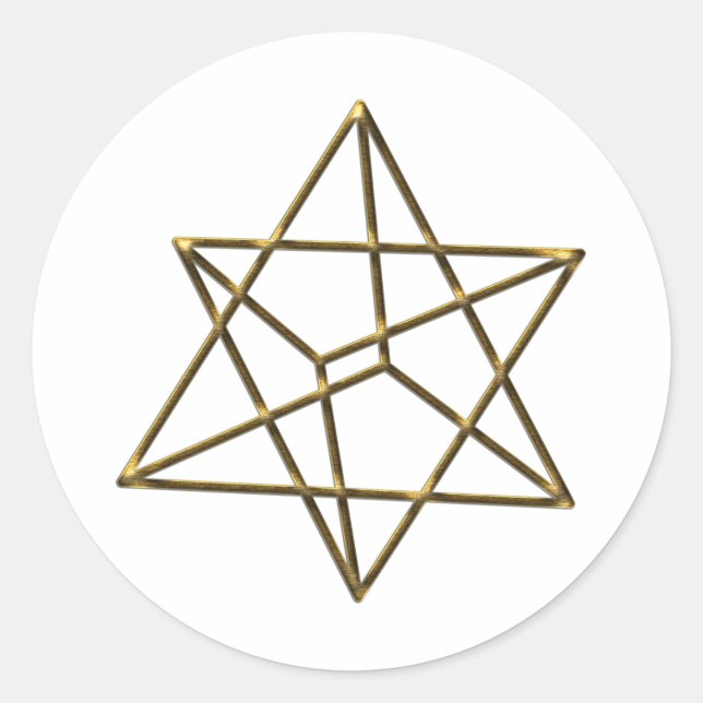 Adesivo Redondo Merkaba - estrela Tetraeder Metatrons cubo - (Frente)