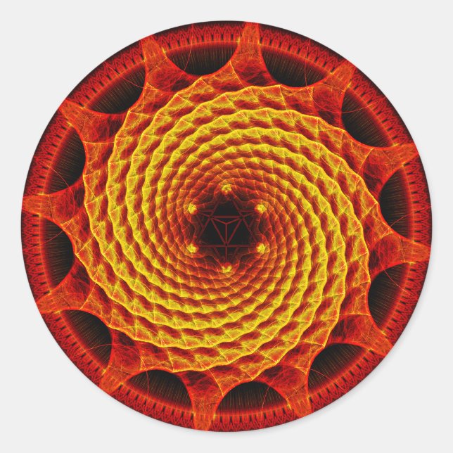 Adesivo Redondo Merkaba Spiral Mandala Red Fractal Sticker (Frente)